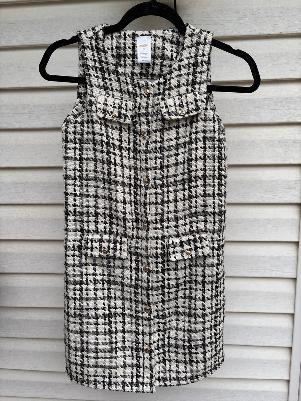 Gymboree Girls Size 12 Tweed Dress Black Ivory Holiday Christmas Church - Picture 1 of 5